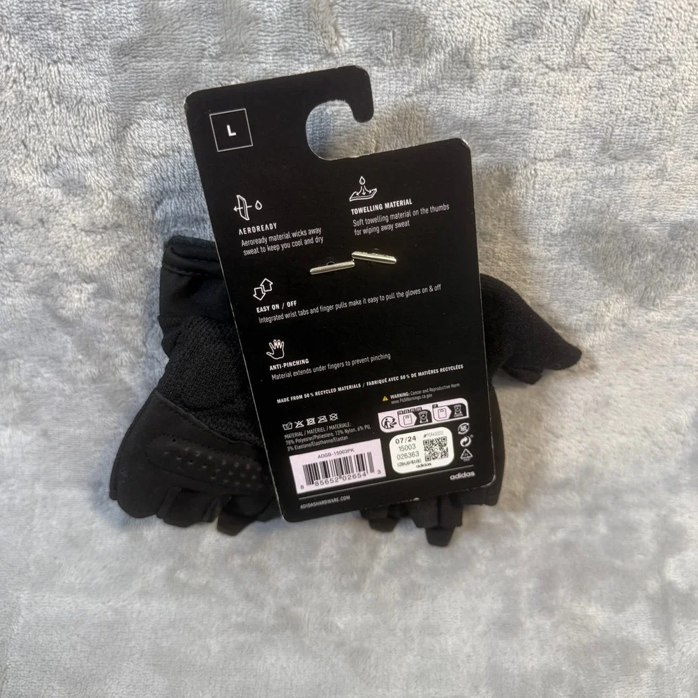 adidas essential womans training gloves black w/pink logo size Large